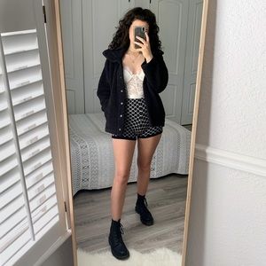 Black and White Print Sweater Shorts Medium